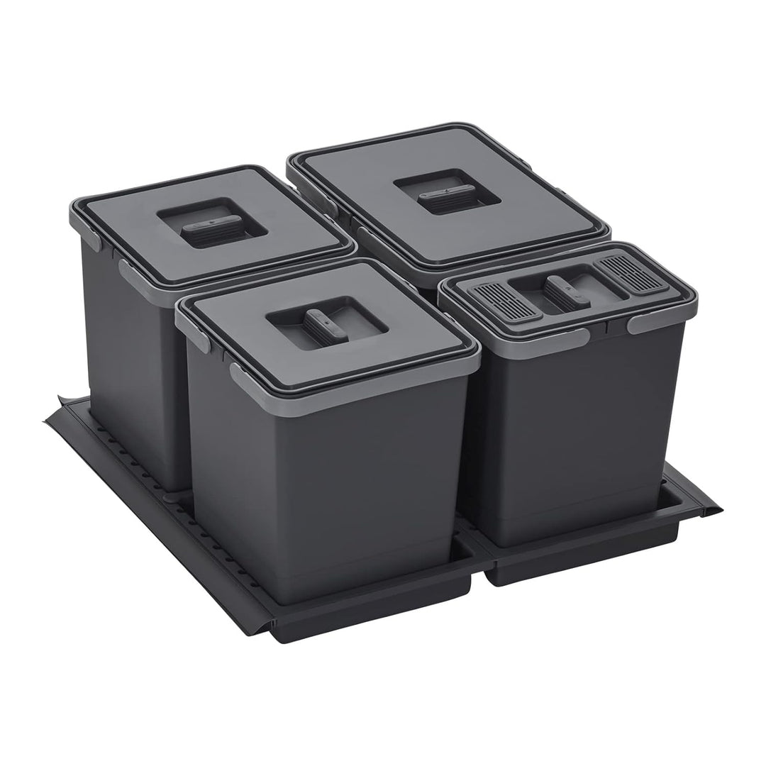 SOTECH Abfallsammler Draw 15+10+10+6L Abfalltrennsystem mit Deckel Abfallsystem für Korpusbreite 60