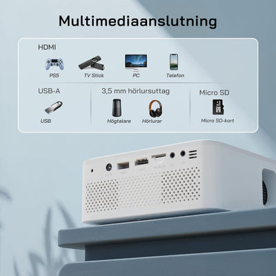 WOLFANG Mini Beamer mit Stativ, Full HD 1080P Unterstützt Beamer Handy Tragbarer, Outdoor Beamer Hei