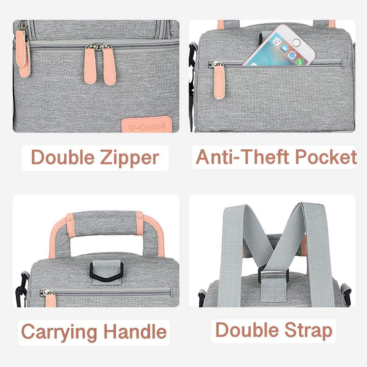 Isolierte Tasche für Brustmilch Lunch Kühler Wärmender Rucksack Wasserdicht, 2 Eisbeutel inklusive S