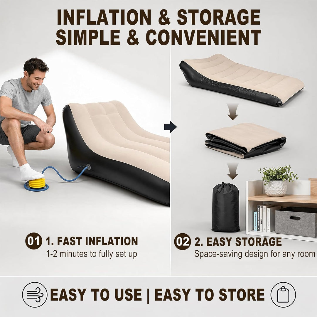 RANJIMA Aufblasbares Sofa, Aufblasbare Liege, Aufblasbar Liegestuhl mit Luftpumpe, Wasserdichtes Auf