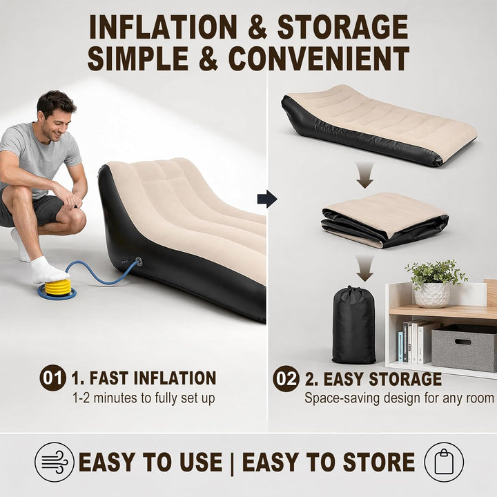 RANJIMA Aufblasbares Sofa, Aufblasbare Liege, Aufblasbar Liegestuhl mit Luftpumpe, Wasserdichtes Auf