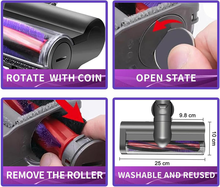 Bürste kompatibel für Dyson V6 DC58 DC59 DC62 DC72 DC74 SV04 SV06 SV09, Ersatzteile Bodendüse Zubehö
