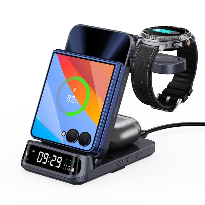 SwanScout Induktive Ladestation für Samsung Z Flip 7 FE/7/6/5/4/3, SwanScout 708F, 3-in-1 Kabelloses