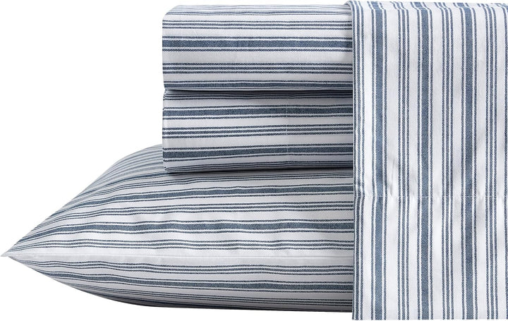 Nautica, Bettwäsche-Set für Doppelbett, Baumwollperkal, adrettes Bettwäsche-Set, lässige Heimdekorat
