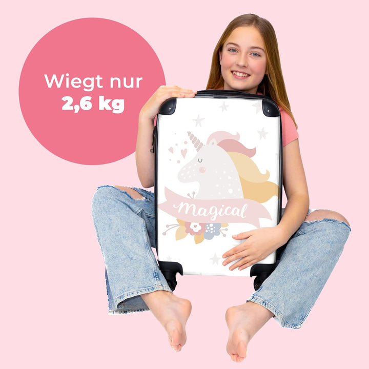 NoBoringSuitcases.com® Kinderkoffer Mädchen - Reisekoffer Kinder, Kabinentrolley, Leichtgewicht, 4 R