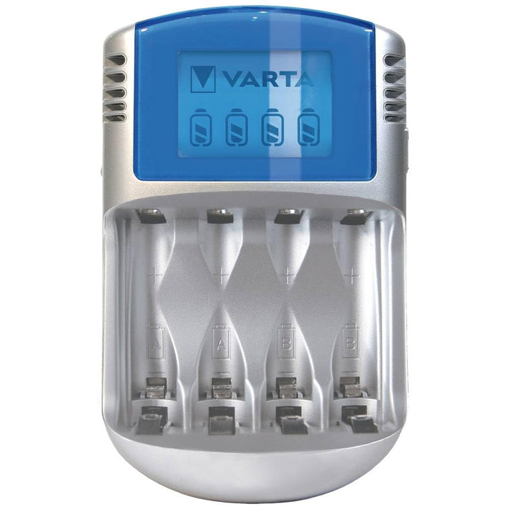 VARTA Akku Ladegerät, inkl. 4X AA 2600mAh, Batterieladegerät für wiederaufladbare AA/AAA, LCD Charge