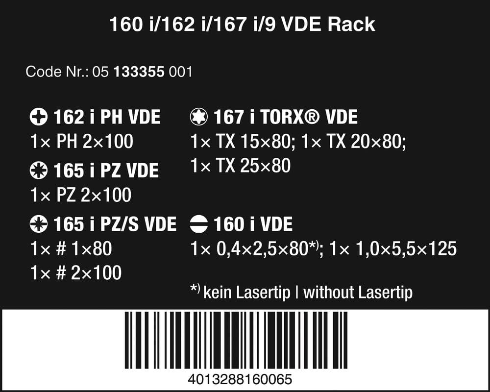 Wera 160 i/162 i/167 i/9 Schraubendrehersatz Kraftform Plus Serie 100, 9-teilig, 05133355001