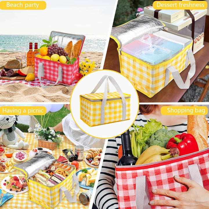 Huakaile Isolierte Picknickkörbe, 35 x 20 x 20 cm, mit Picknickdecke, 180 x 180 cm, tragbare, wasser