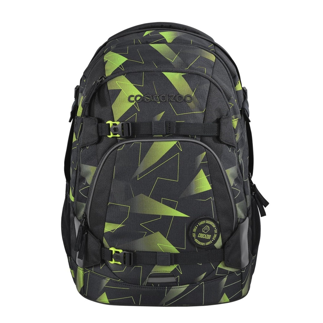 coocazoo Schulrucksack Mate, Lime Flash, schwarz-grün, ergonomischer & anpassbarer Tornister, höhen-
