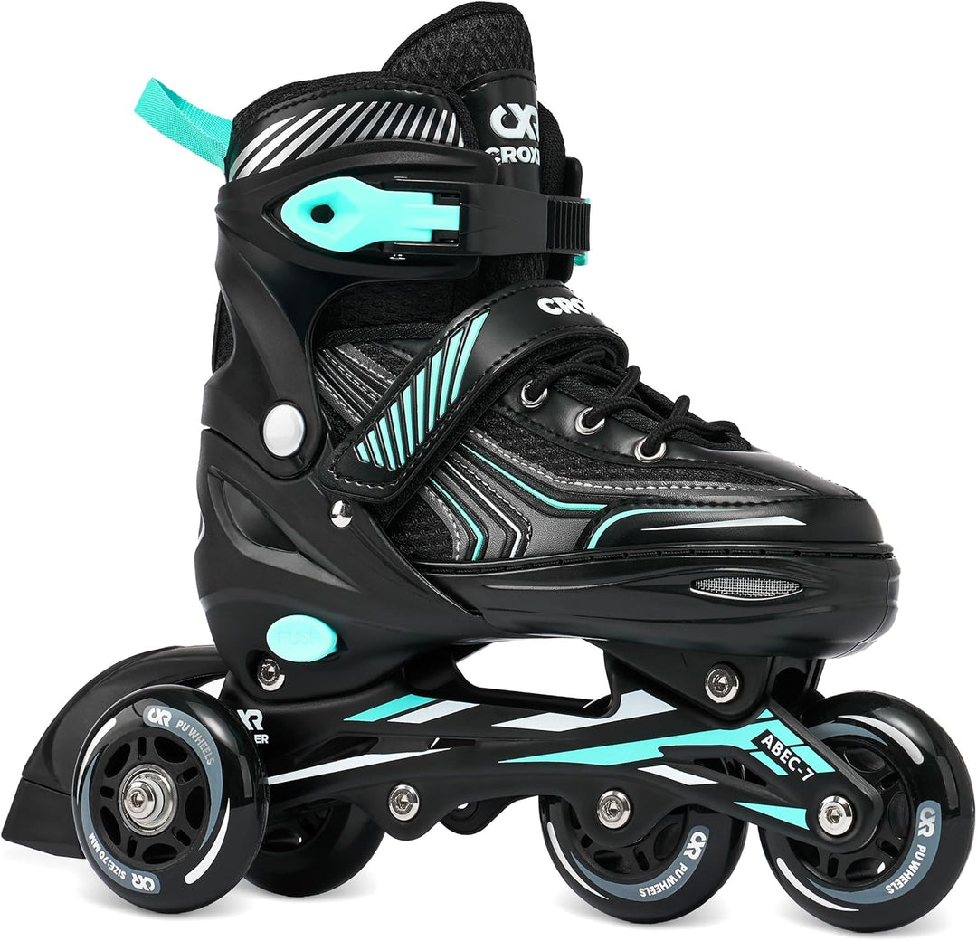 4in1 Croxer Inlineskates/Triskates/Rollschuhe/Schlittschuhe Optima Schwarz/Mint 39-42(24cm-26,5cm),