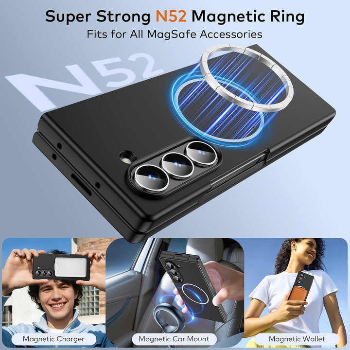 für Samsung Galaxy Z Fold 7 Hülle [Kompatibel mit MagSafe] mit Displayschutzfolie, Hart PC Ultra Dün