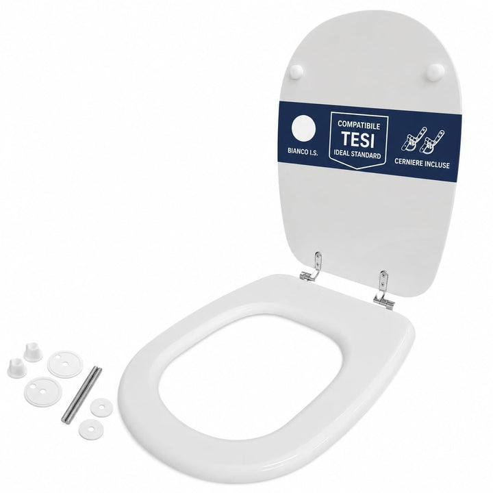 Tesi Ideal Standard WC-Sitz aus lackiertem Holz, weiss, I.S. kompatibel/dediziert, wirtschaftlich by