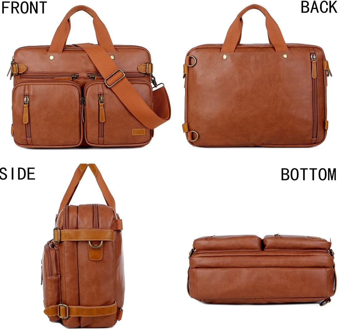 Baosha Herren PU Leder Aktentasche Rucksack Hybrid 17 Zoll Laptoptasche Messenger Bag Business Umhän