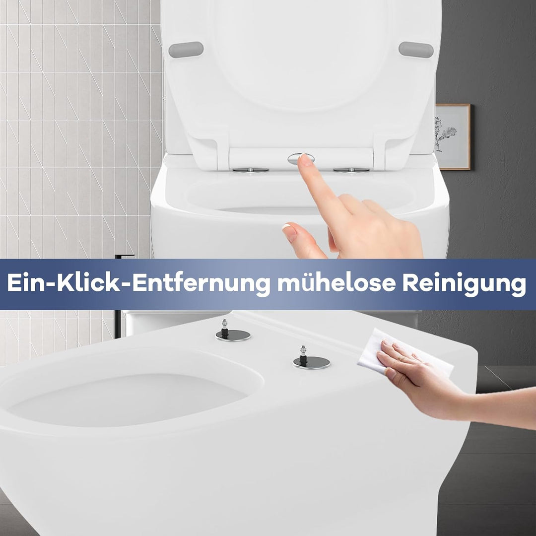 IDEALHOUSE Toilettendeckel mit Absenkautomatik, WC Sitz einfache Montage, Klodeckel Mit Quick-Releas