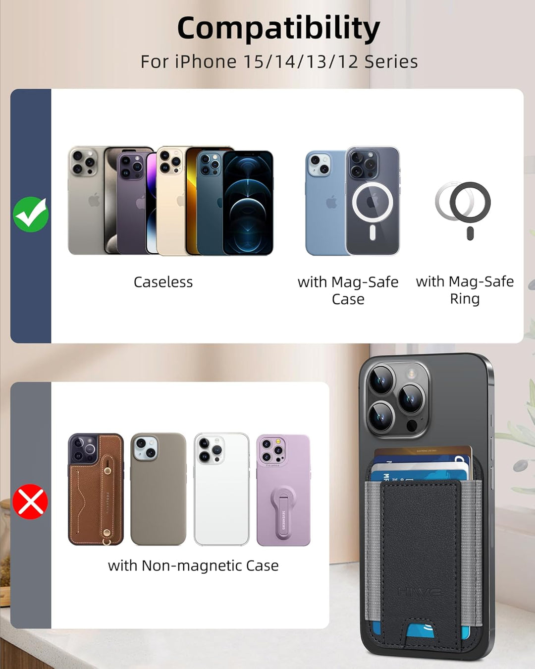 Magnetische Kartenbrieftasche Halter für Apple Magsafe, Magnetkartenhalter Magsafe für iPhone 12 iPh