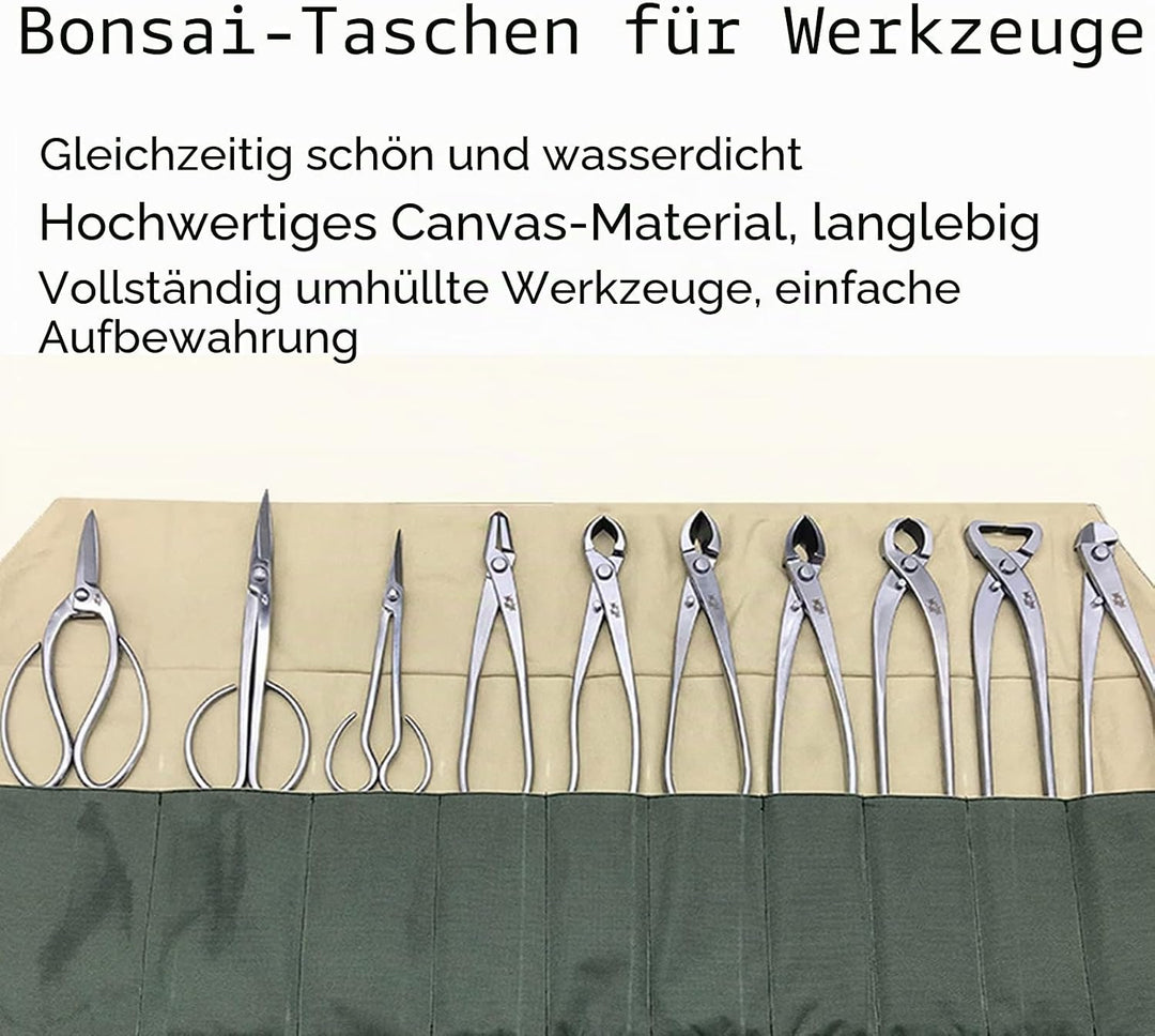 Tyenaza Bonsai-Werkzeugtasche, 10 Fächer, wasserdichter Segeltuch-Werkzeugkoffer, strapazierfähige B