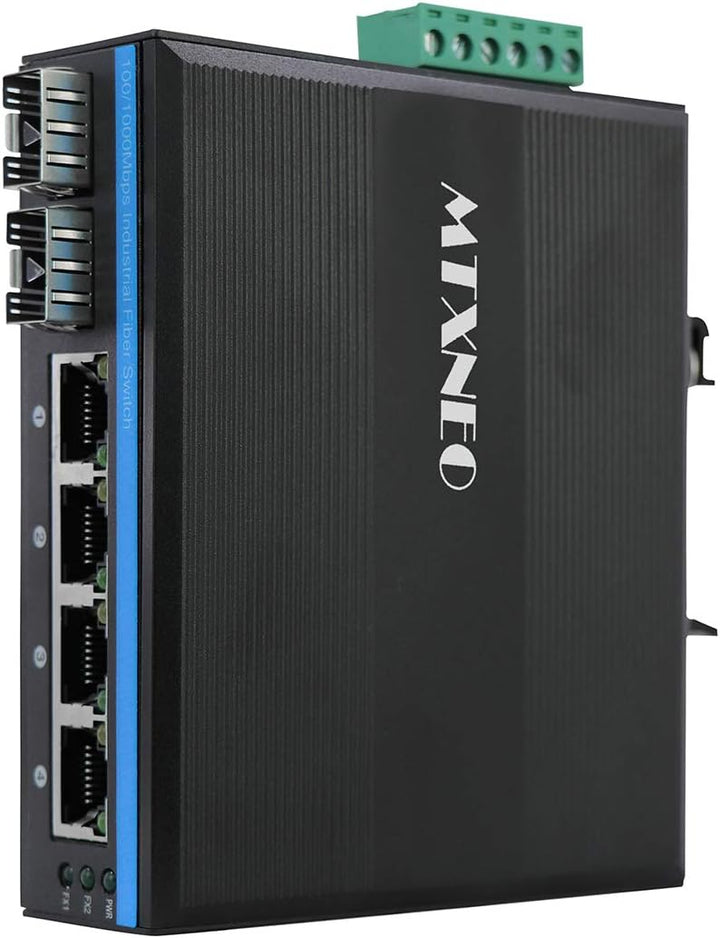 Harter 6-Port-Gigabit-Industrie-Glasfaserschalter für den Aussenbereich 2 SFP-Glasfaseranschluss und