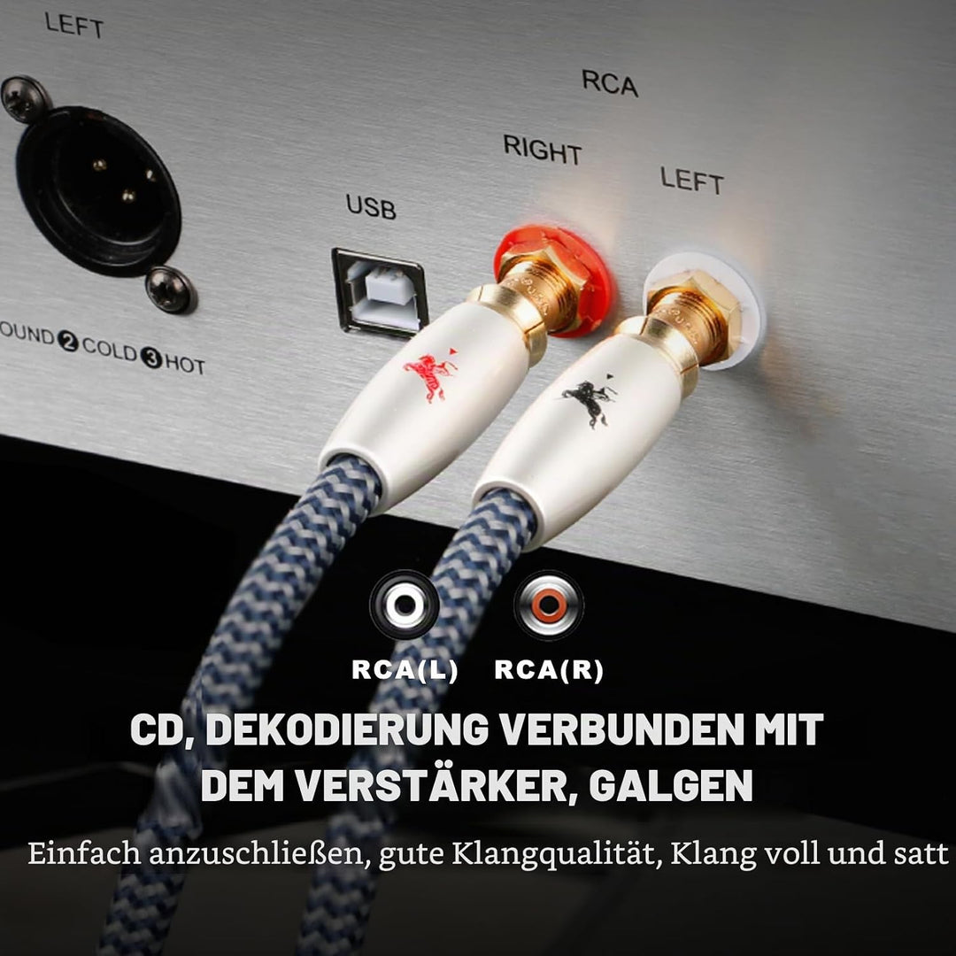 Impeto Chinch Kabel, 6N OFC Cinch RCA Kabel 2x Cinch Stecker zu 2x Cinch Stecker Audiokabel RCA Kabe