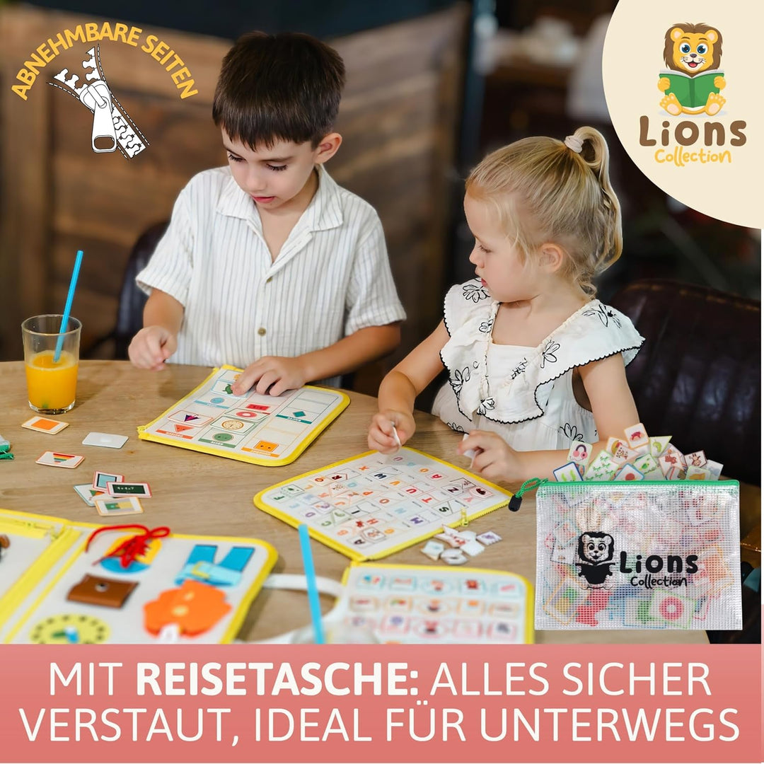 Lion’s Collection Montessori Busy Board Deutsch ab 3 Jahre – Busy Book & Activity Board für Kinder –