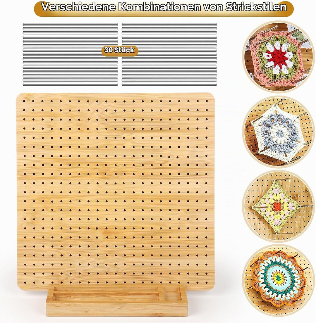 Coopay Granny Square Spanner Gross, 29 x 29 cm Blocking Board Häkeln Gross mit 30 Edelstahl Stabstif