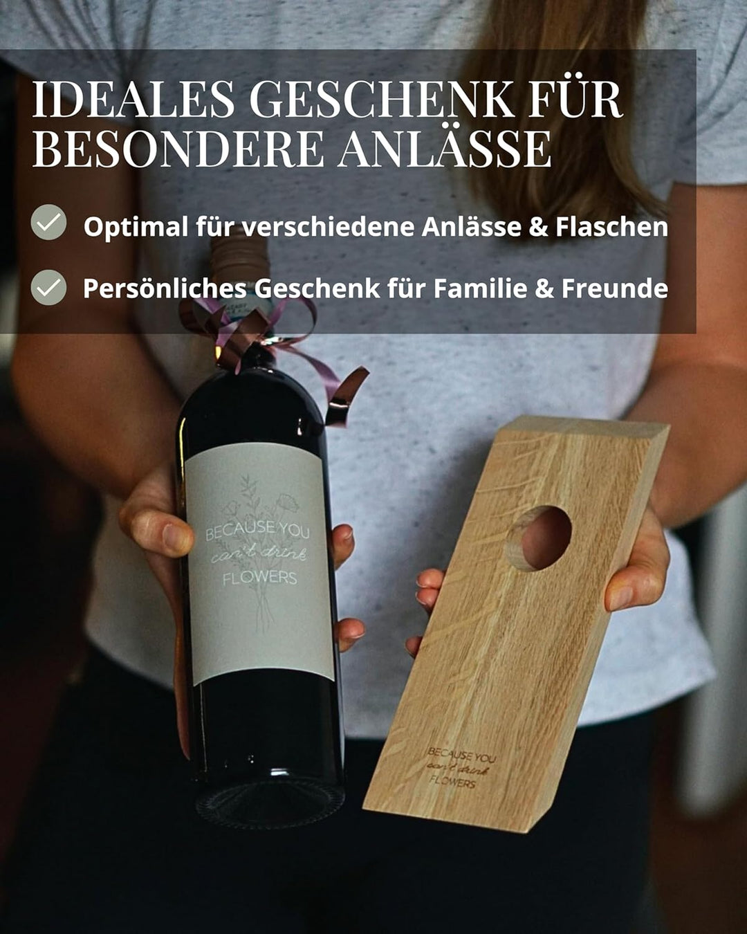 Livlig53 Weinflaschenhalter aus Holz, Magischer Flaschenhalter aus Eiche mit personalisiertem Weinet