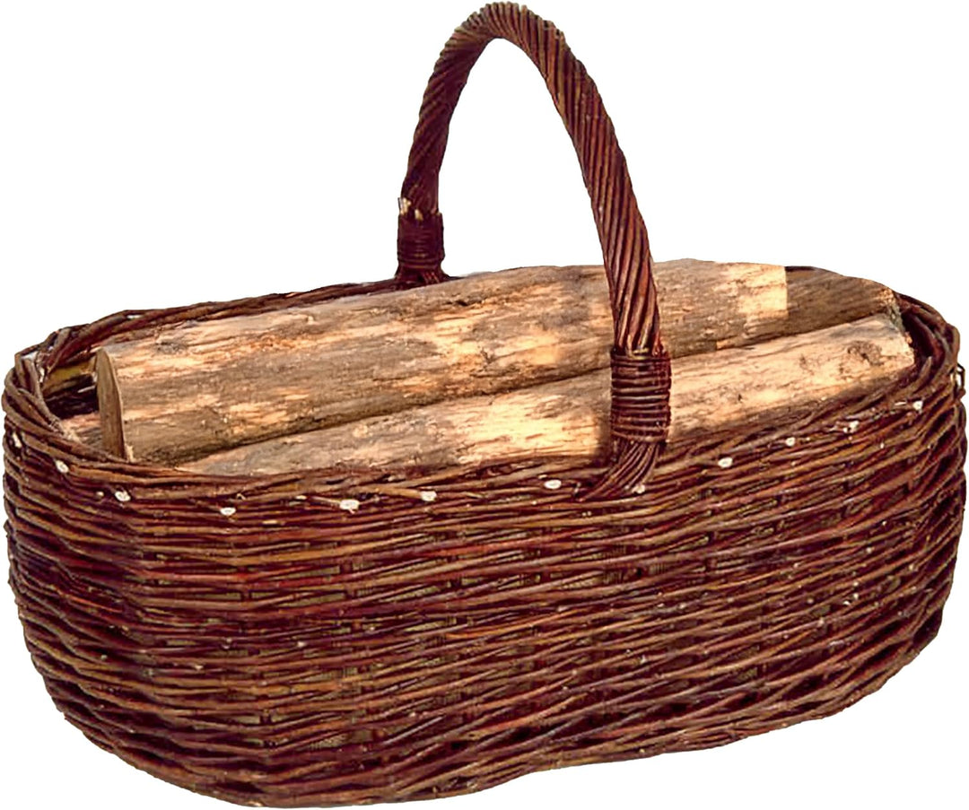 Kobolo Kaminholzkorb Holzkorb für Kaminholz - aus Weide mit Jutefutter ausgeschlagen