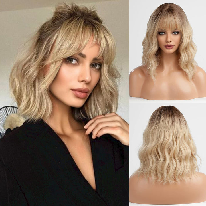 HAIRCUBE Kurze Charming Bob mit Bangs Perücken für Frau Natur Hitzebeständige Synthetische Faser Par