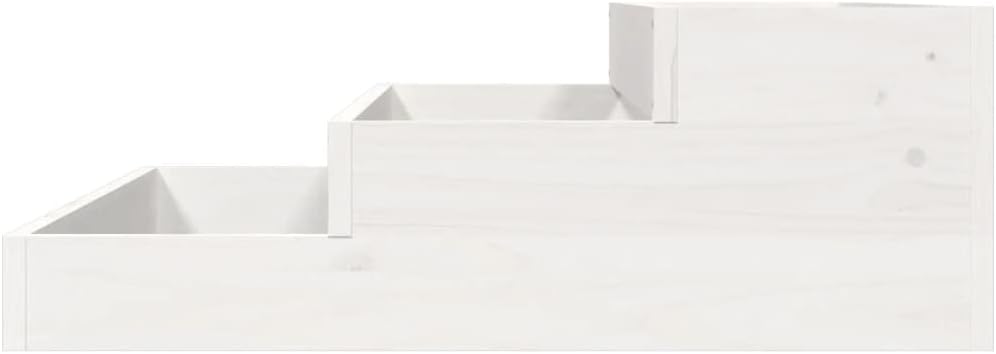 FIRBNUS Pflanzkübel Weiss 78x78x27 cm Massivholz Kiefer Blumenkasten Treppenstufen-Design Gartenpfla