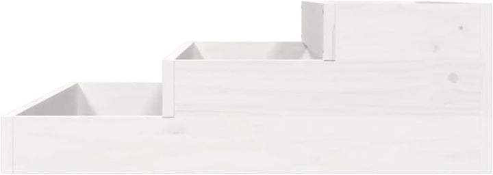 FIRBNUS Pflanzkübel Weiss 78x78x27 cm Massivholz Kiefer Blumenkasten Treppenstufen-Design Gartenpfla