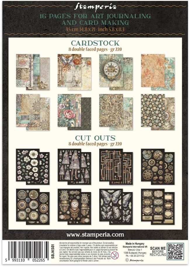 Stamperia - Junk Journal Stickers, Cut-Outs, and Backgrounds for Scrapbooks, Albums, Card Making, Bu