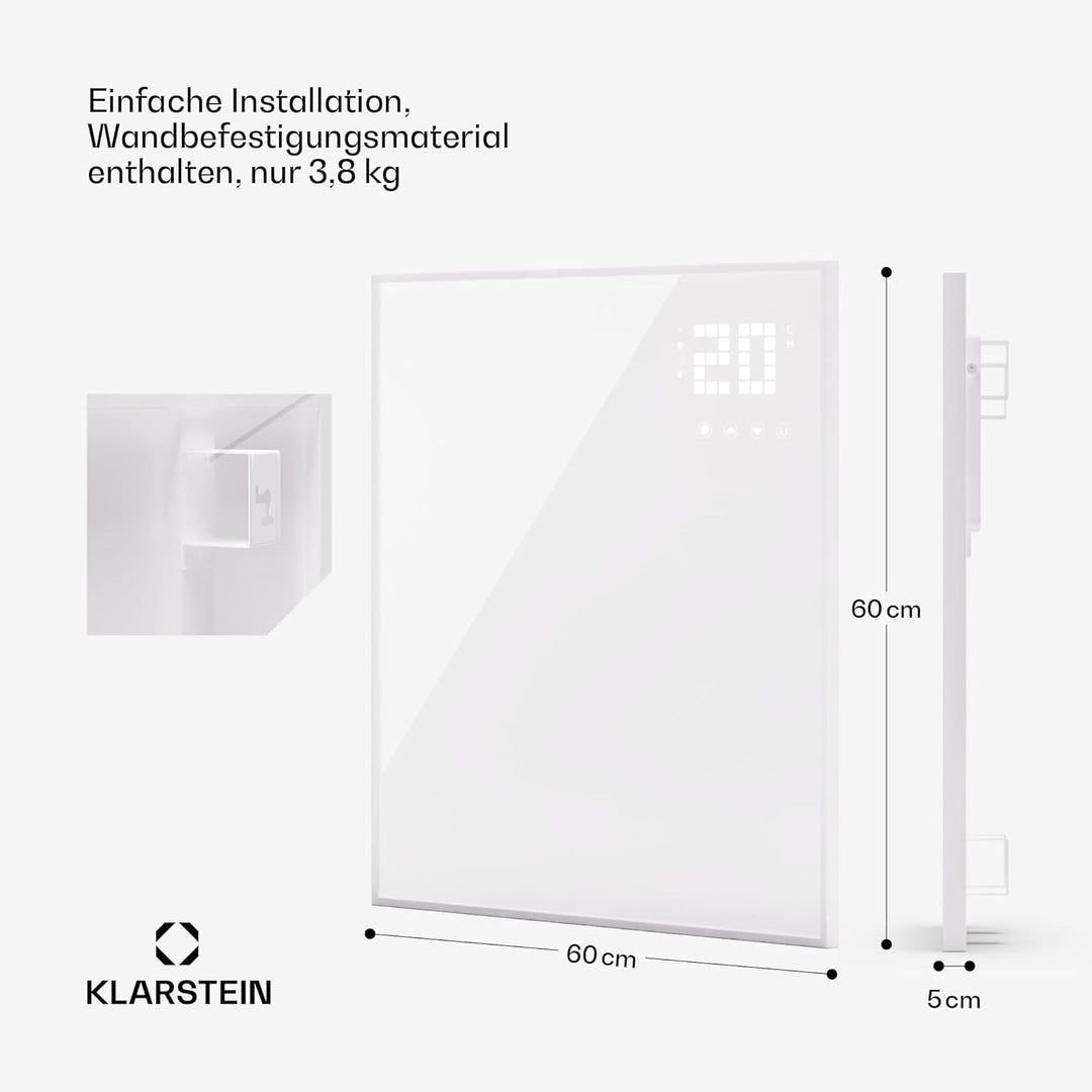 Klarstein Infrarotheizung mit Thermostat, 360W Elektroheizung, Smart Home Bild-Infrarotheizung zur W