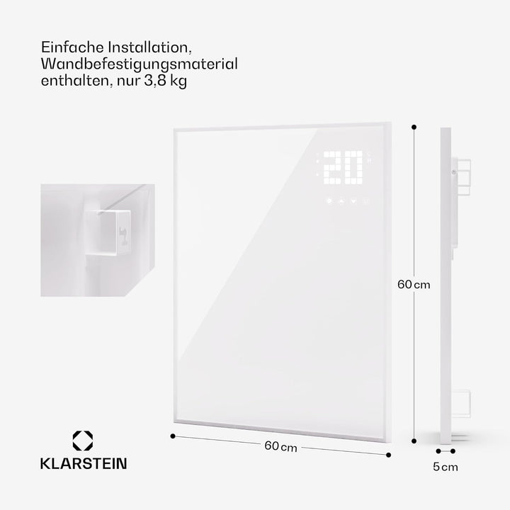 Klarstein Infrarotheizung mit Thermostat, 360W Elektroheizung, Smart Home Bild-Infrarotheizung zur W