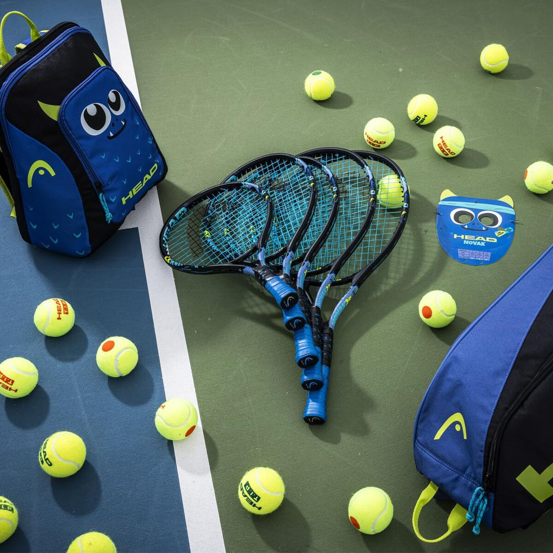 HEAD Novak Aluminium Tennisschläger Junior unbesaitet 4.0 Zoll Grip 6-8 Jahre Schwarz/Blau, 6-8 Jahr