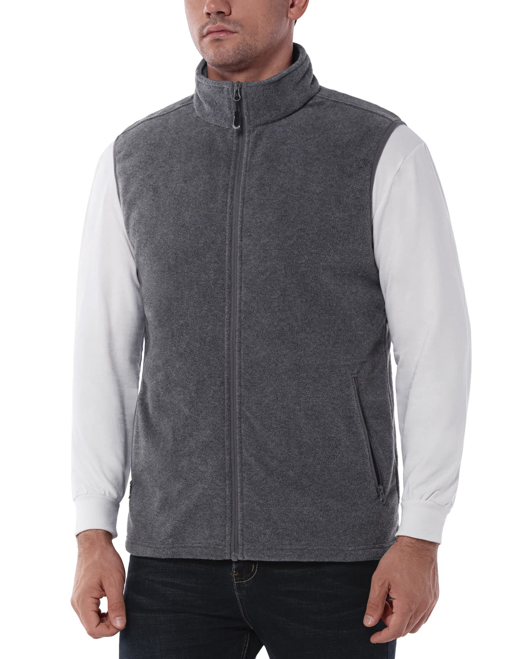 33,000ft Herren Fleece Weste Jacke Standkragen Ultraleicht Outdoor Ärmellose Fleecejacke Gilets Tops