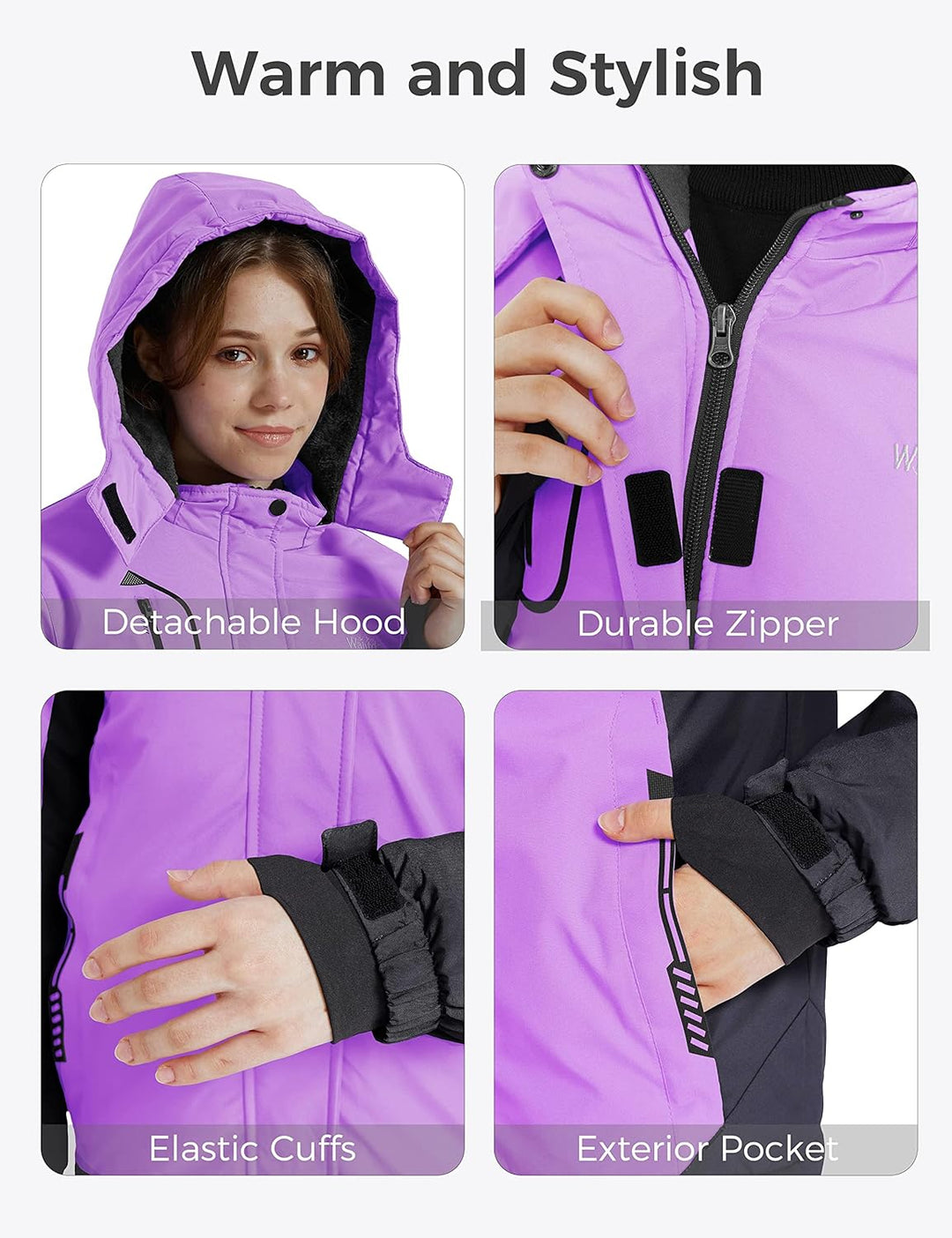 Wantdo Mädchen Berg Ski Jacke Warmer Winter Fleece Mäntel Wasserdichter Atmungsaktive RegenMäntel Ou