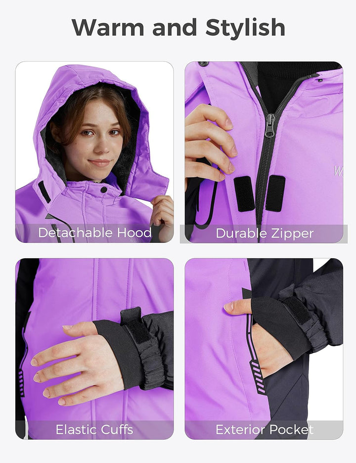 Wantdo Mädchen Berg Ski Jacke Warmer Winter Fleece Mäntel Wasserdichter Atmungsaktive RegenMäntel Ou