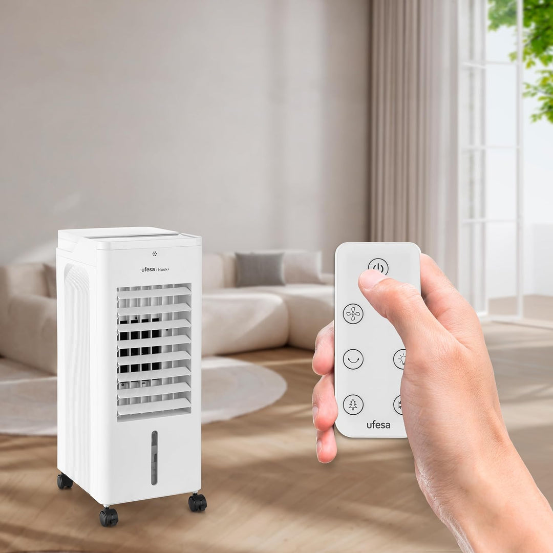 Ufesa CLN Verdunstungskühler, 65W, Kühlfunktion, Ionisiert und Ventilator, 3 Geschwindigkeiten, 3 Mo