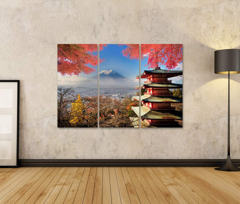 islandburner Bild Bilder auf Leinwand Mt. Fuji mit Herbstfarben in Japan. Wandbild, Poster, Leinwand