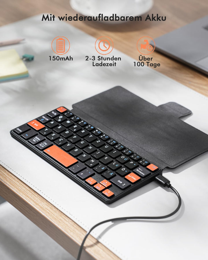 Doohoeek Dual Bluetooth Tastatur für Handy, Mini Tragbare Funktastatur für iPhone, iPad mini, Samsun