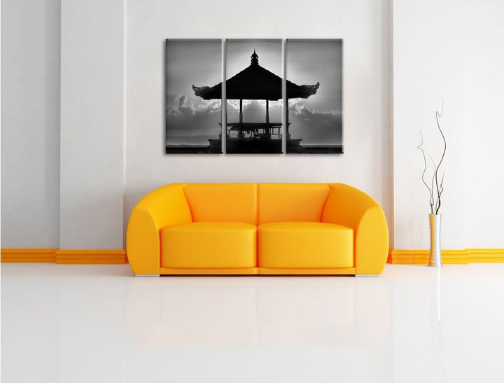 Pixxprint Pagode in Bali im Sonnenuntergang als Leinwandbild/Grösse: 3 Teilig (120x80 cm) cm/Wandbil