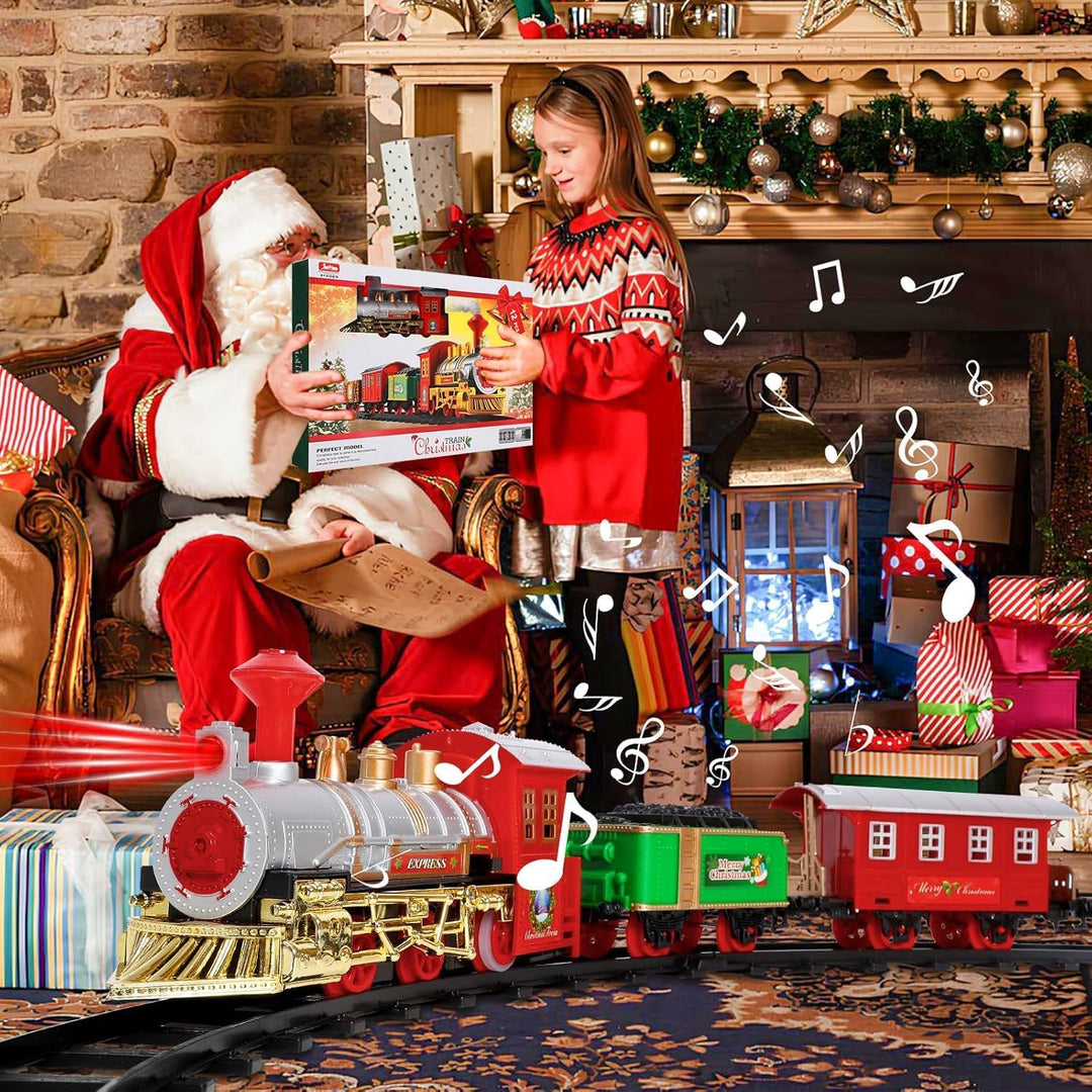 Niumowa Weihnachtszug-Set, Eisenbahn Kinder Elektrisch mit Sounds, Weihnachtszug um den Weihnachtsba