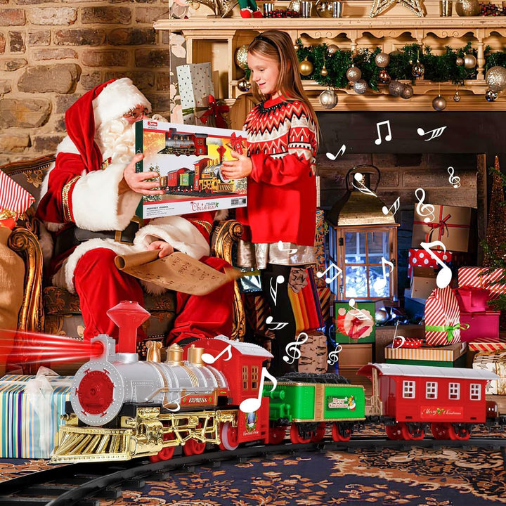 Niumowa Weihnachtszug-Set, Eisenbahn Kinder Elektrisch mit Sounds, Weihnachtszug um den Weihnachtsba