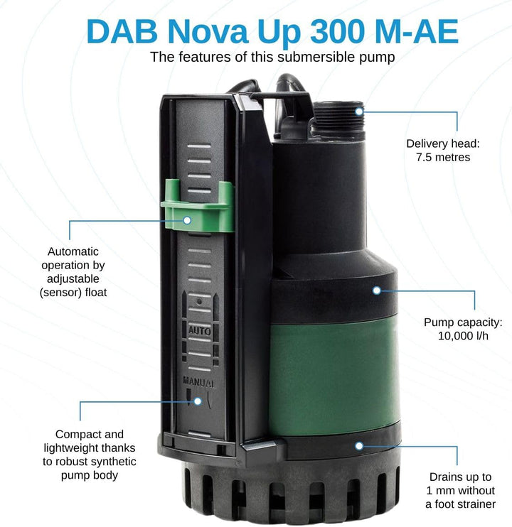 DAB Nova Up 300 M-AE Flachsauger-Tauchpumpe