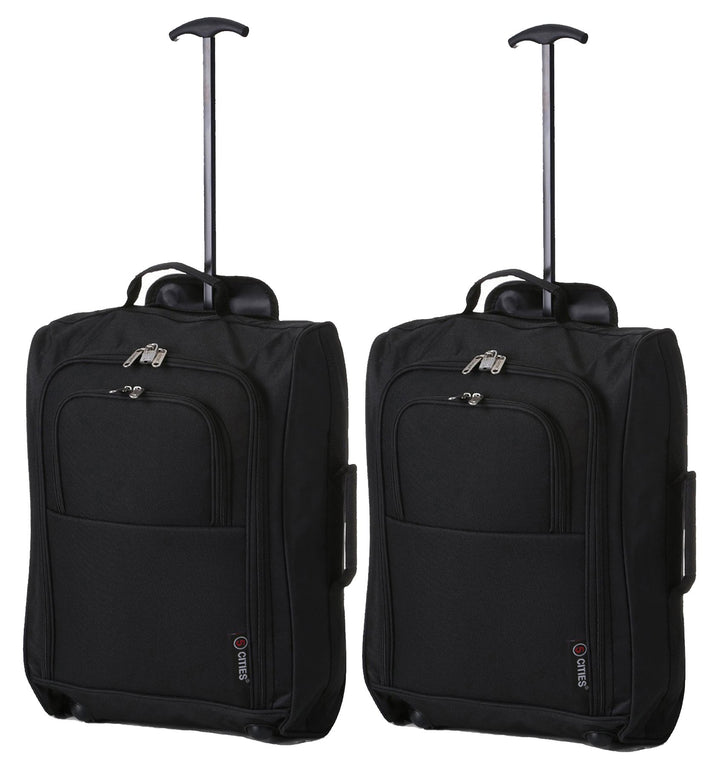 5 Cities Set von 2 Leichtgewicht Handgepäck Kabinengepäck Flugtasche Koffer Trolley Gepäck