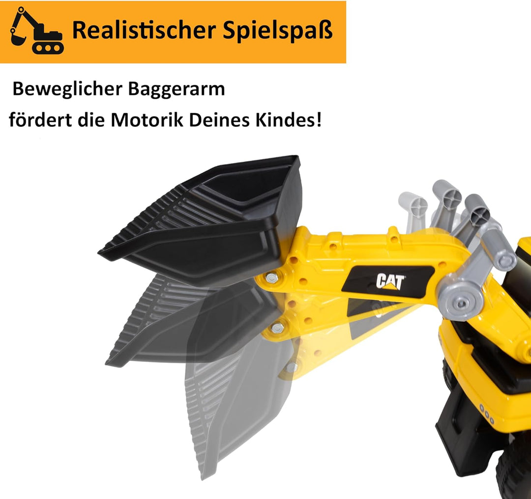 LEMODO Rutschauto Radlader mit Staufach, Bagger zum draufsitzen, Sitzbagger mit beweglicher Schaufel