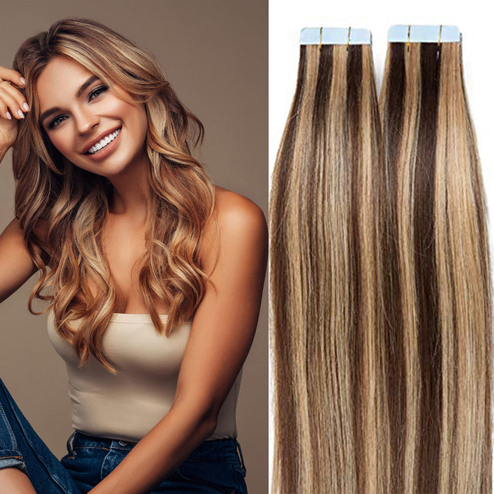 SEGO Tape Extensions Echthaar 20 Tressen/20 g Klebeband Haarverlängerung Haarteile 100% Remy Human H
