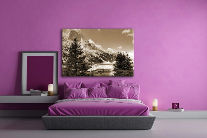 deyoli Berge in Südtirol Format: 80x60 Effekt: Sepia als Leinwandbild, Motiv fertig gerahmt auf Echt