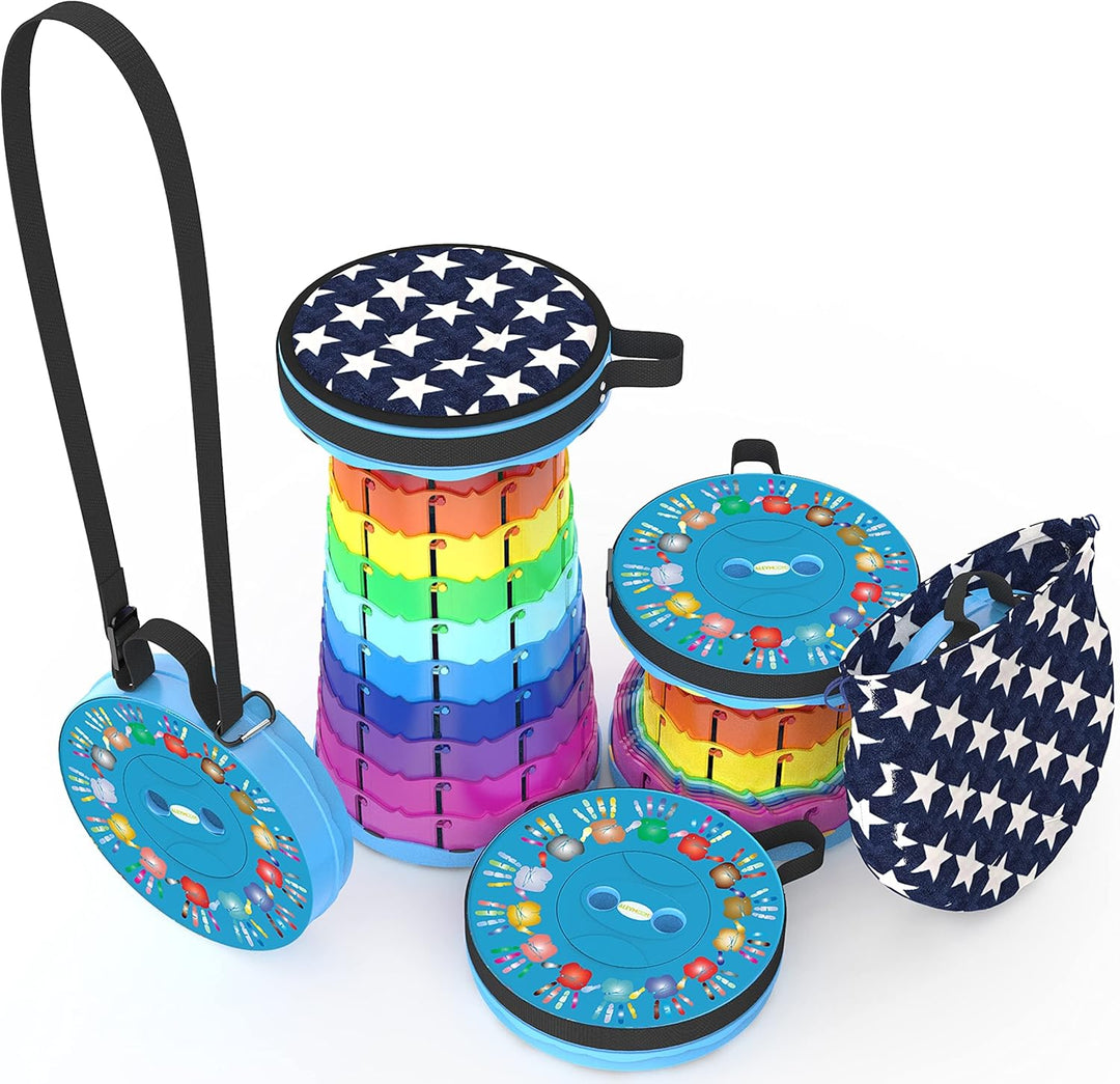 Faltbarer Hocker,Tragbarer Klapphocker mit Kissen, Campinghocker für Erwachsene, Teleskop-Hocker, zu