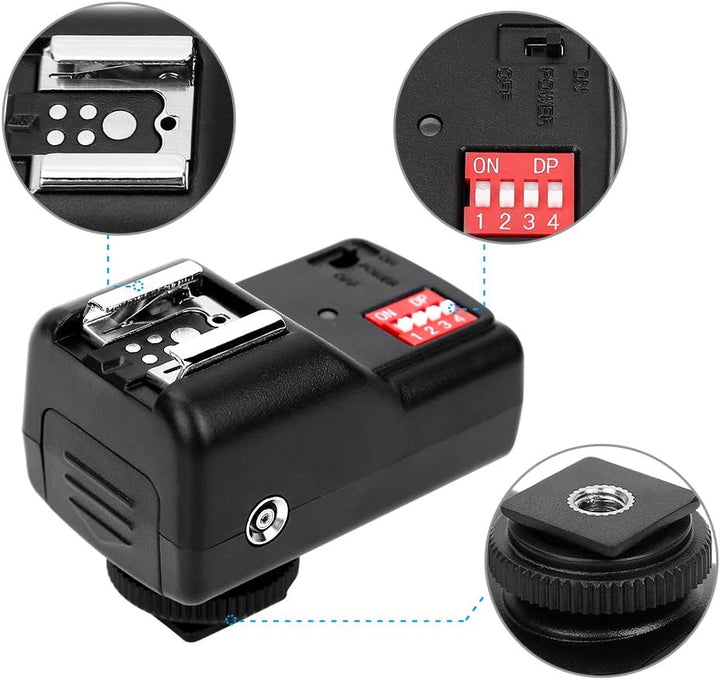 VBESTLIFE433MHZ 16-Kanal Funk Blitzauslöser Set mit Universal Blitzschuh,1 Sender und 2 Empfängern f