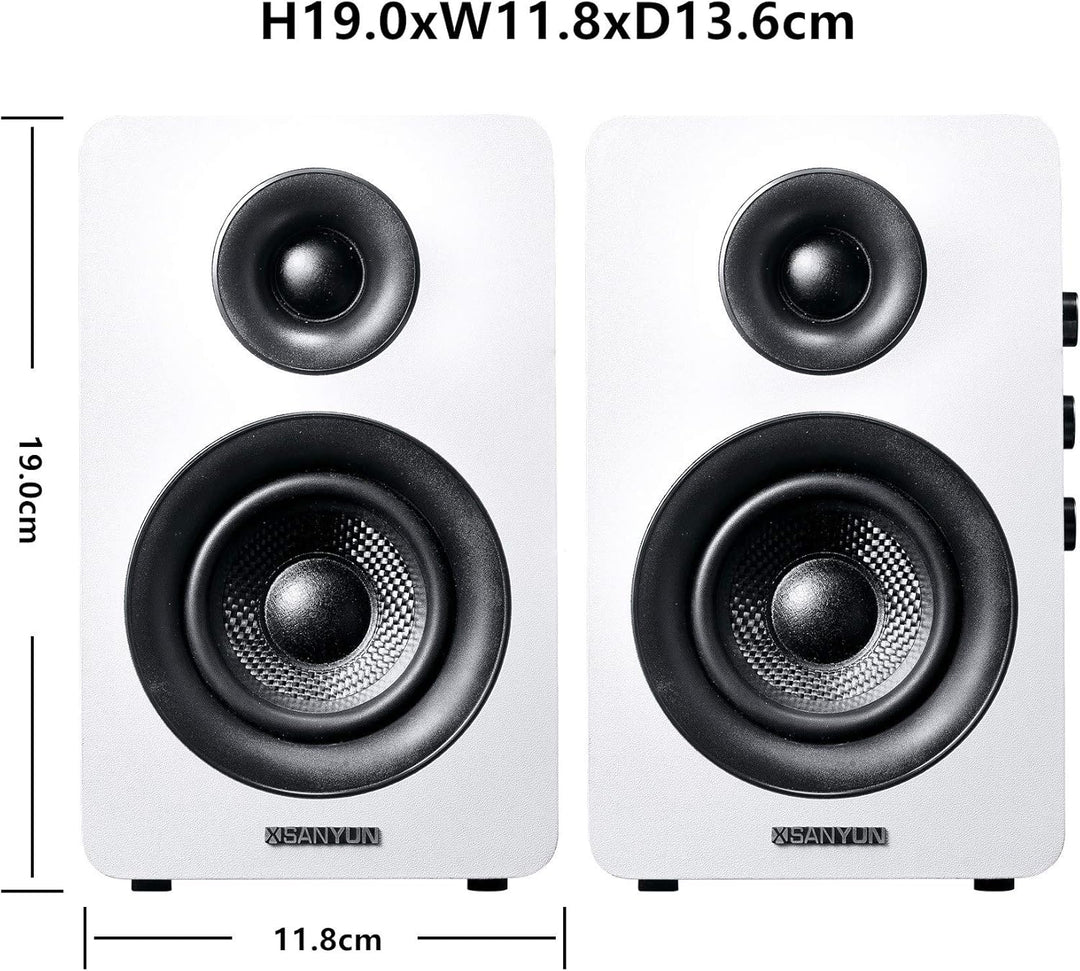 Sanyun SW208 3" Aktive Bluetooth 5.0 Regallautsprecher - 60W-Kohlefaser-Lautsprechereinheit - eingeb
